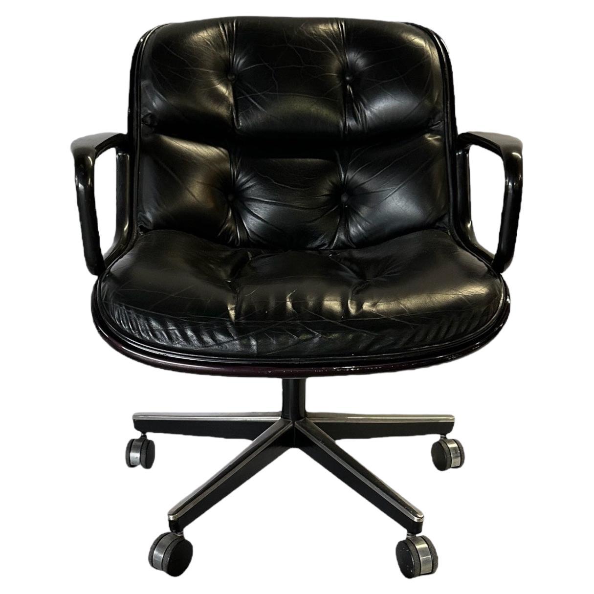 Charles Pollock Leather Desk Chair by Knoll