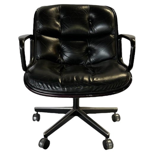 Charles Pollock Leather Desk Chair for Knoll For Sale at 1stDibs