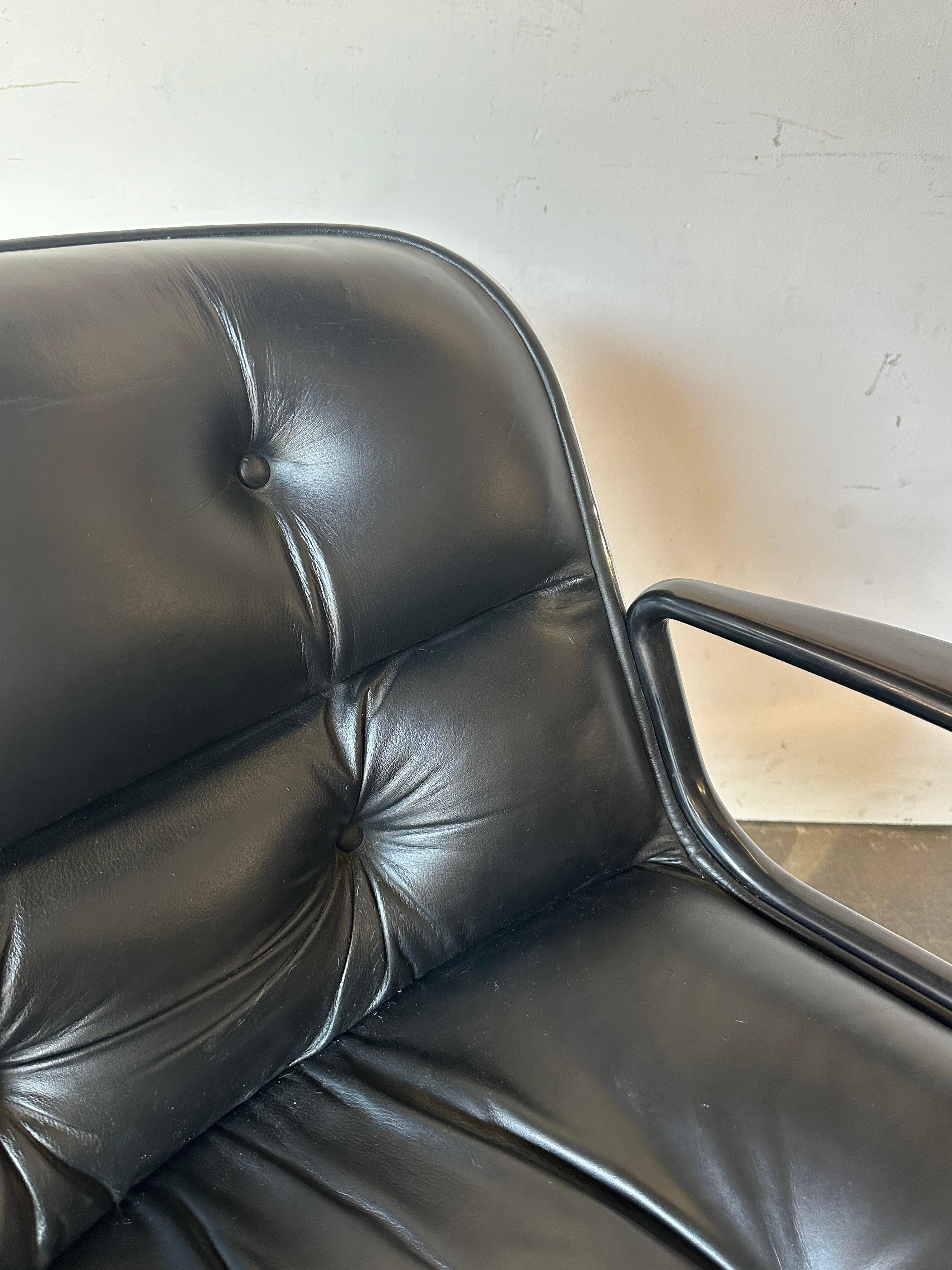 Mid-Century Modern Charles Pollock Leather Desk Chair for Knoll