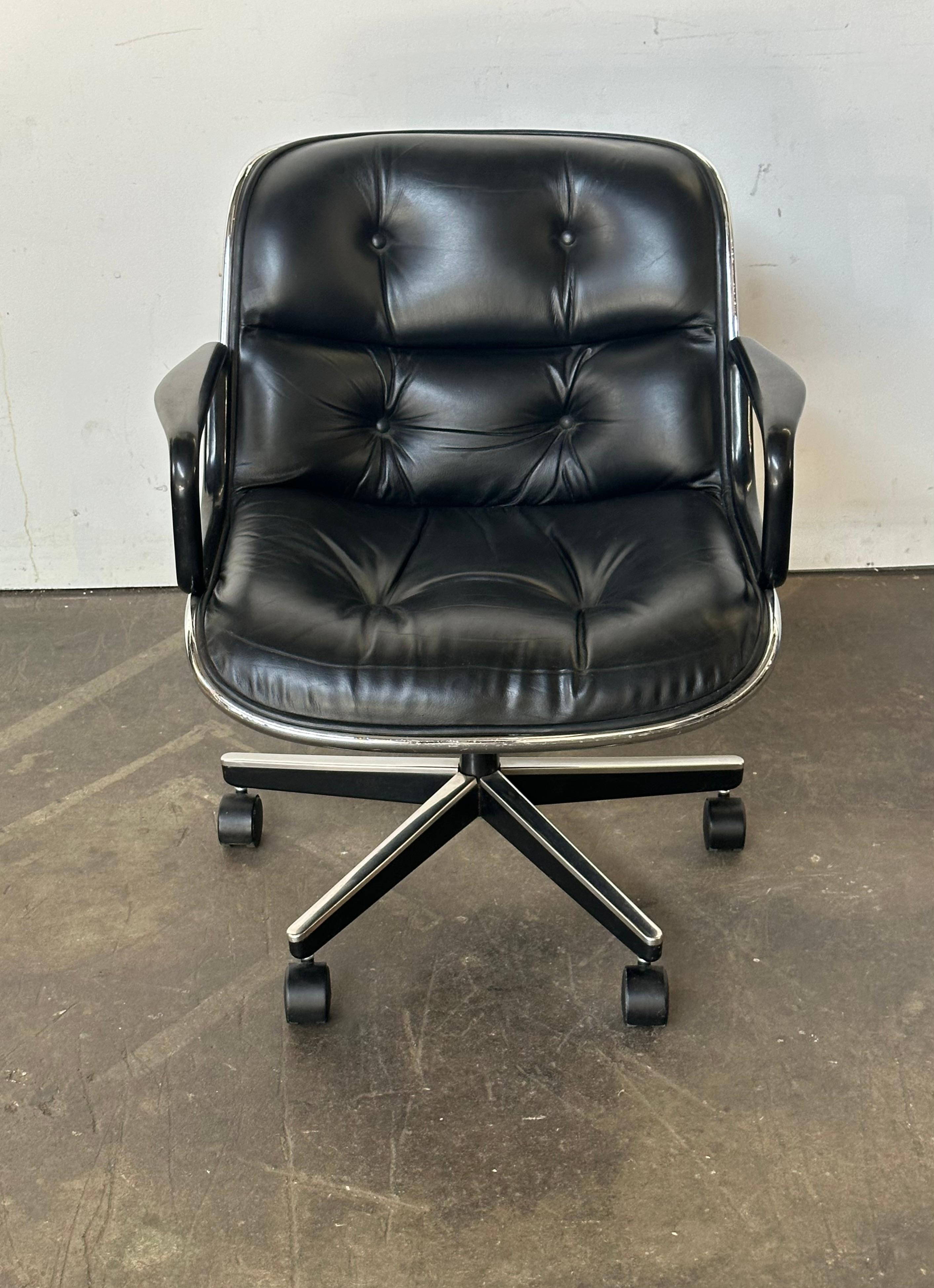 American Charles Pollock Leather Desk Chair for Knoll