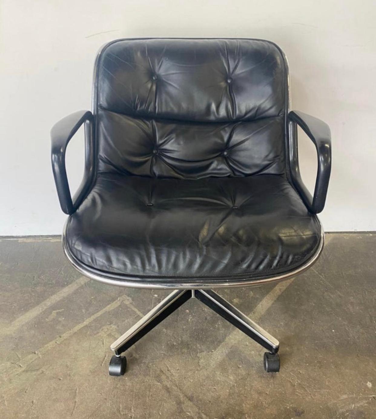 20th Century Charles Pollock Leather Desk Chair for Knoll
