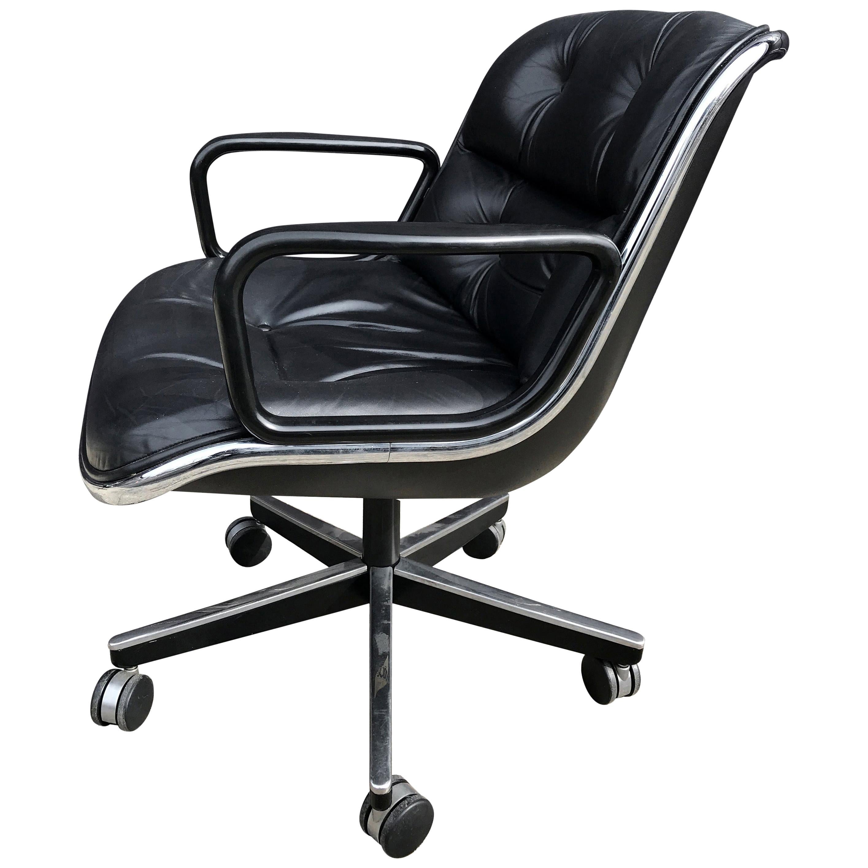 Charles Pollock Leather Desk Chair for Knoll