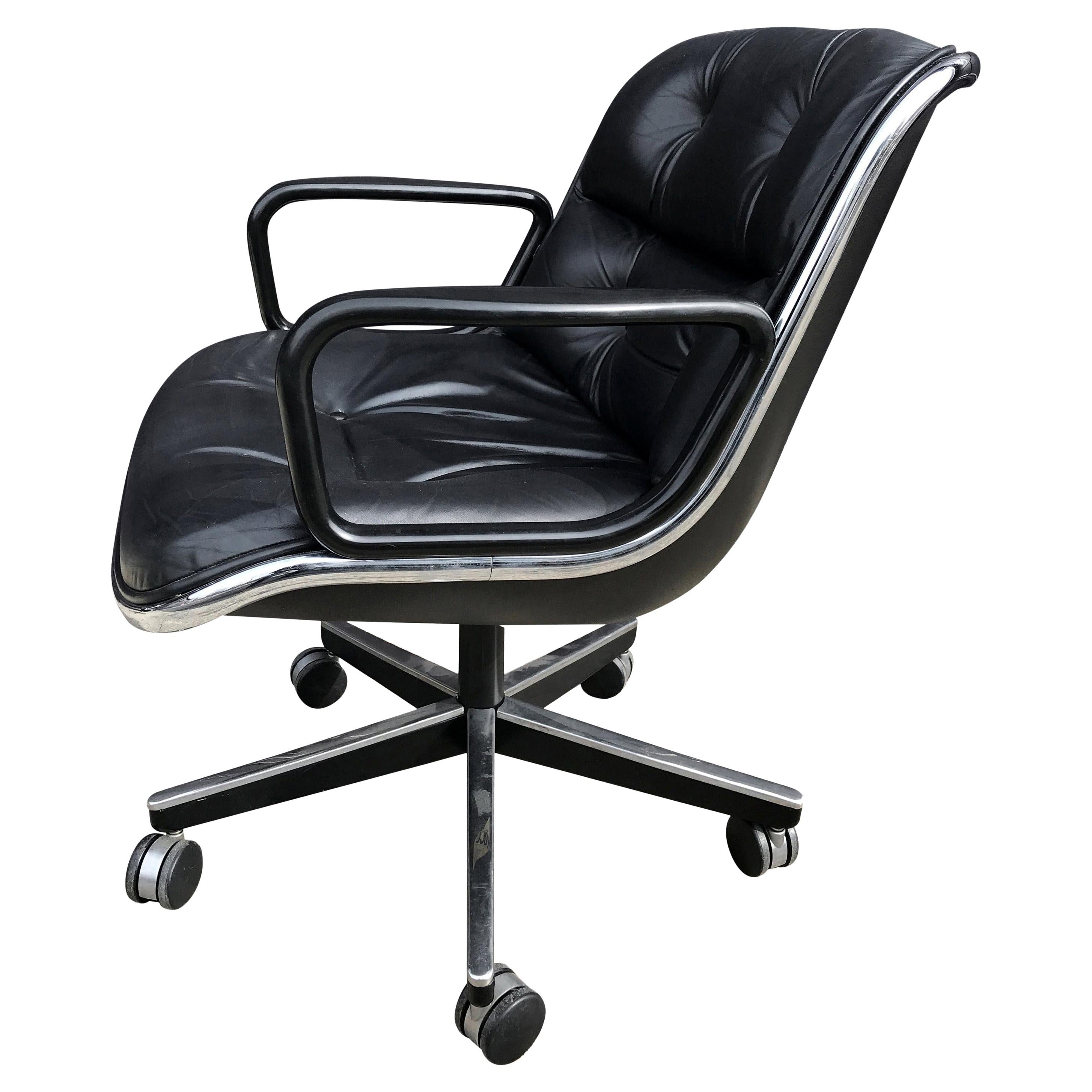 Charles Pollock Leather Desk Chair for Knoll