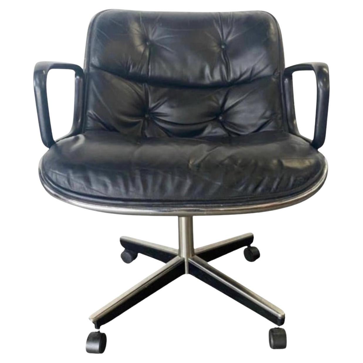 Saarinen Vintage Leather Desk Chair with Casters for Knoll 1957 at 1stDibs