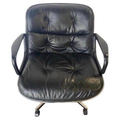 Retro Charles Pollock Leather Desk Chair for Knoll