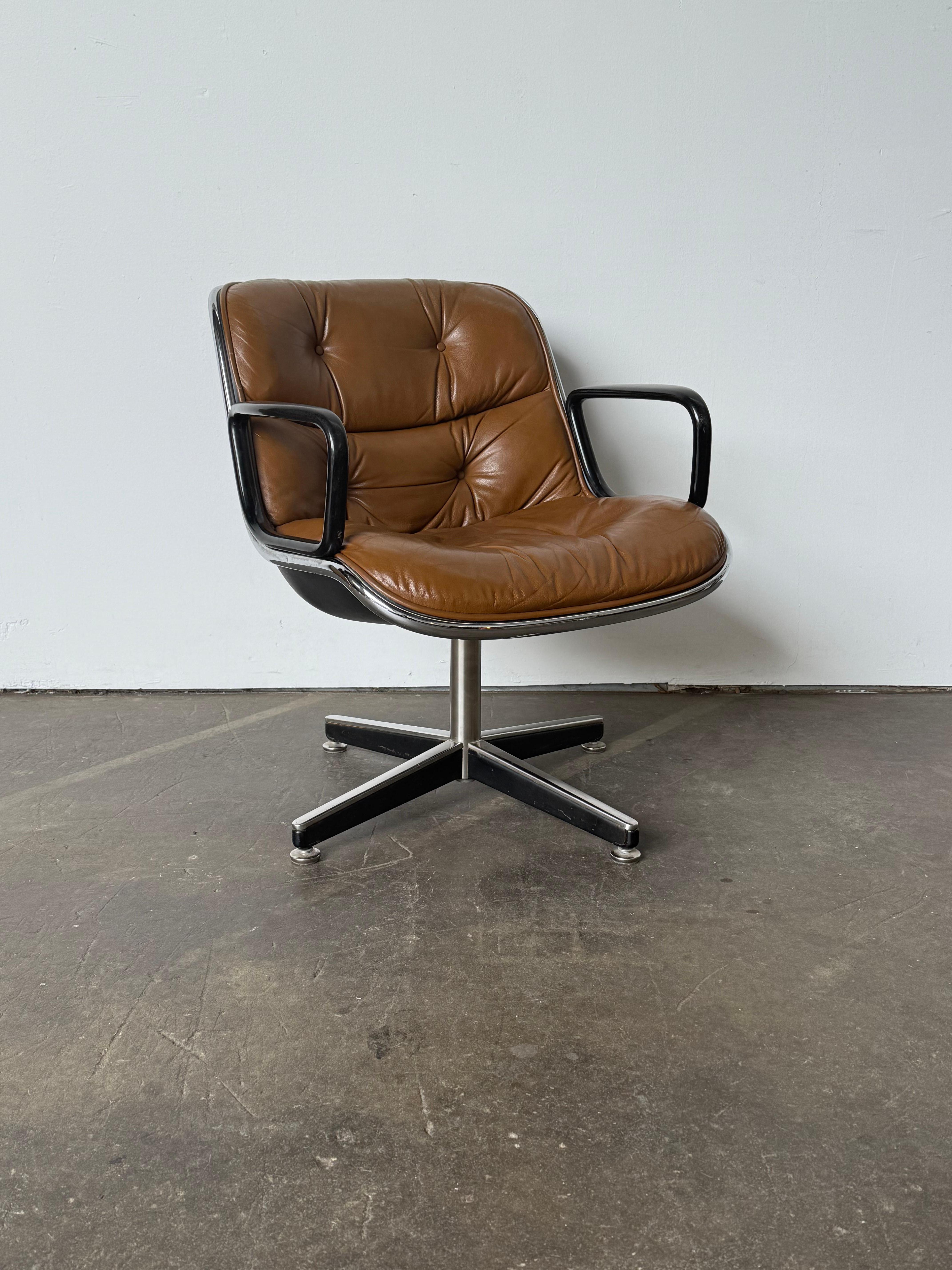 Silla de oficina ejecutiva de piel Charles Pollock para Knoll en venta 1