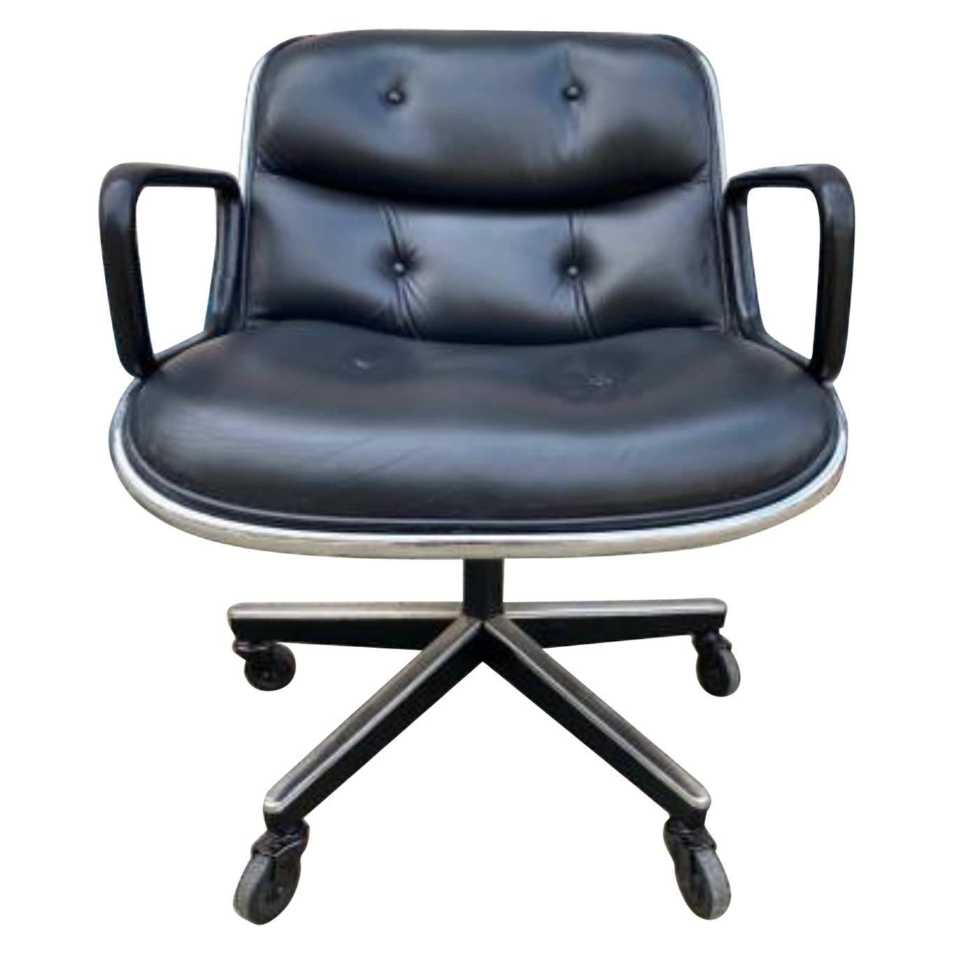 Charles Pollock Leather Office Desk Chair for Knoll