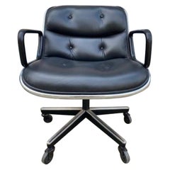 Vintage Charles Pollock Leather Office Desk Chair for Knoll
