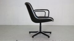 Charles Pollock Leather Swivel Desk Chair for Knoll, 1980's