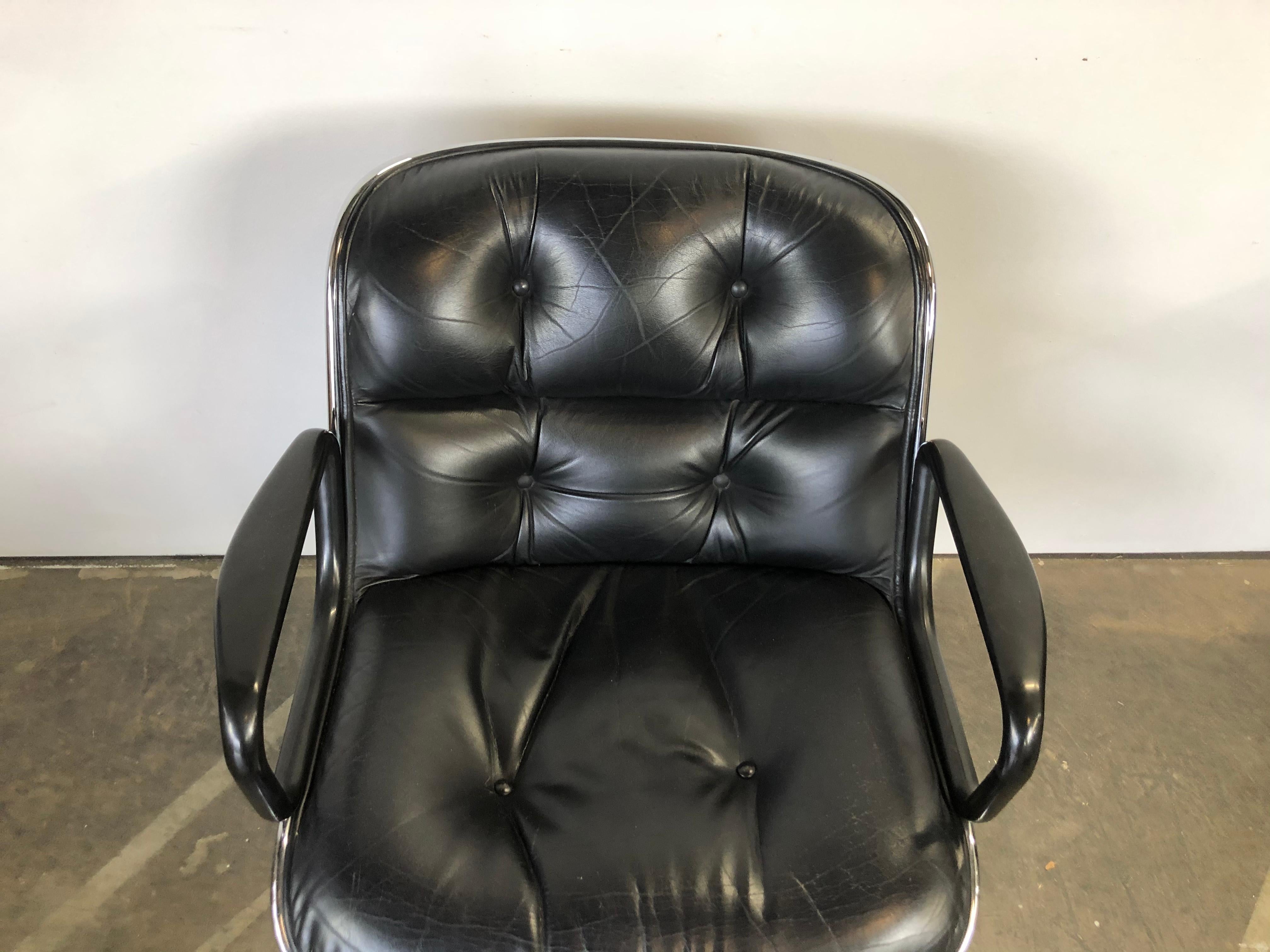 Charles Pollock Leather Tilt Swivel Office Desk Chair by Knoll 4