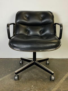 Charles Pollock Leather Tilt Swivel Office Desk Chair by Knoll
