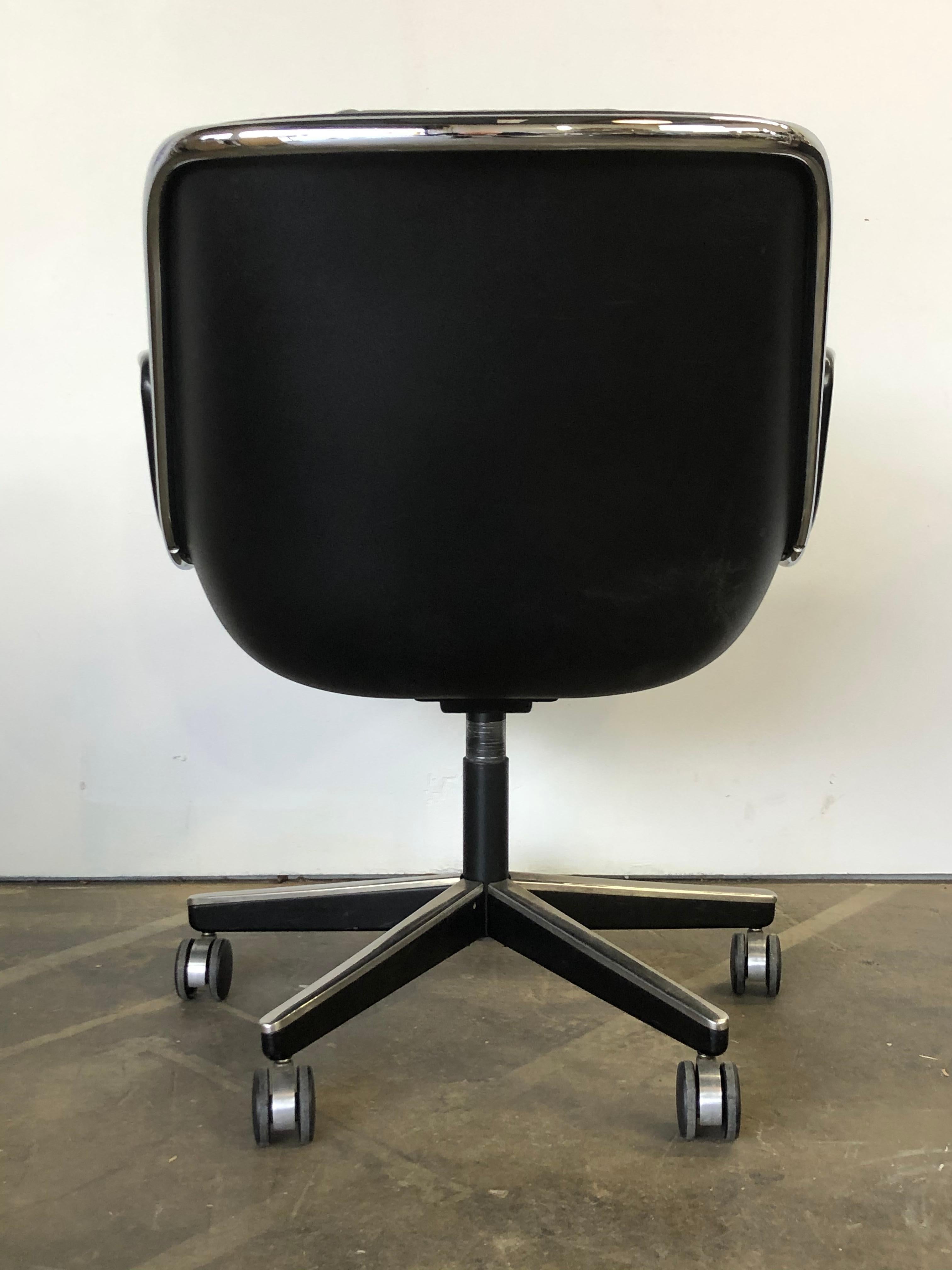 20th Century Charles Pollock Leather Tilt Swivel Office Desk Chair by Knoll