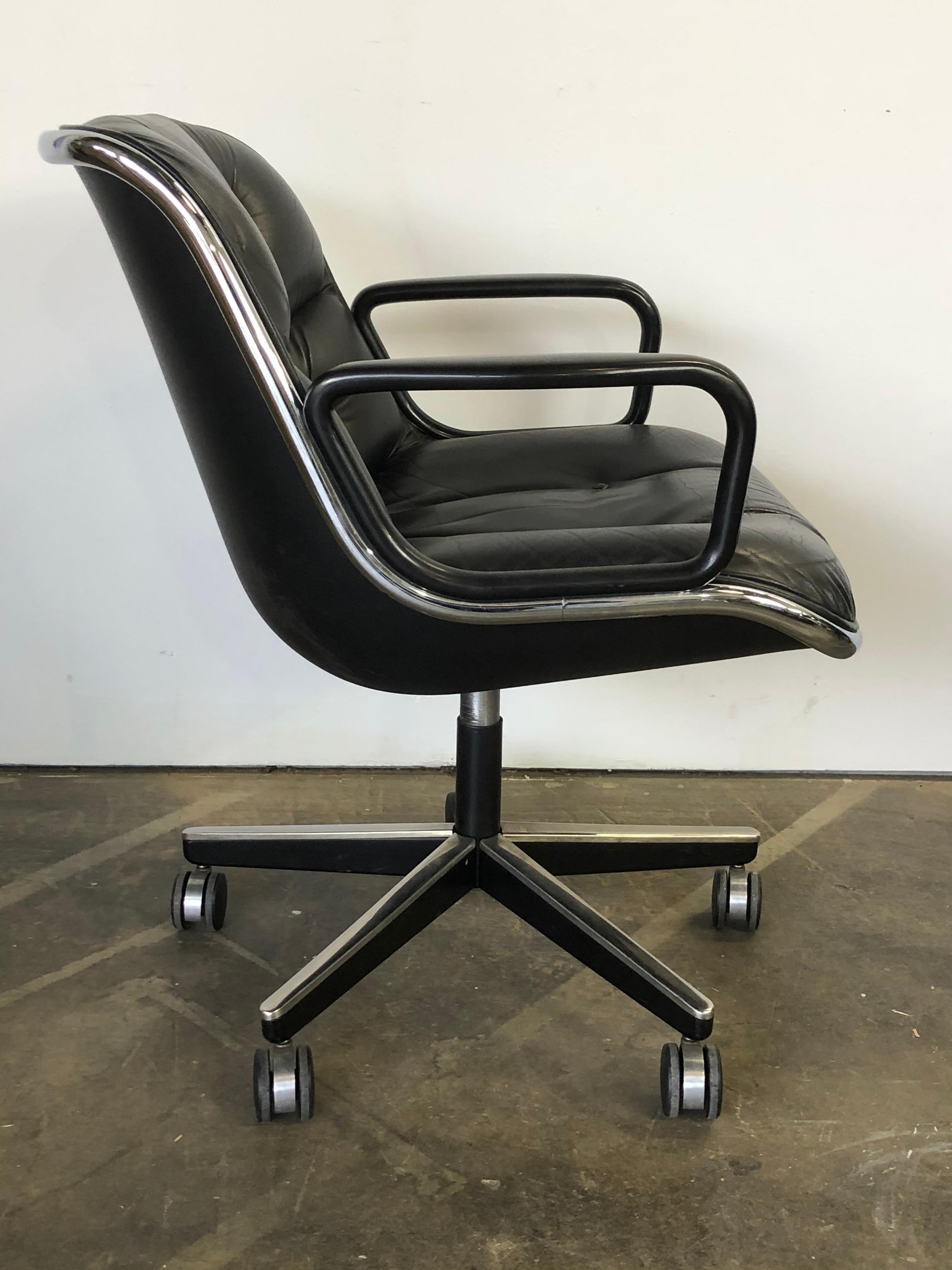 Charles Pollock Leather Tilt Swivel Office Desk Chair by Knoll 1