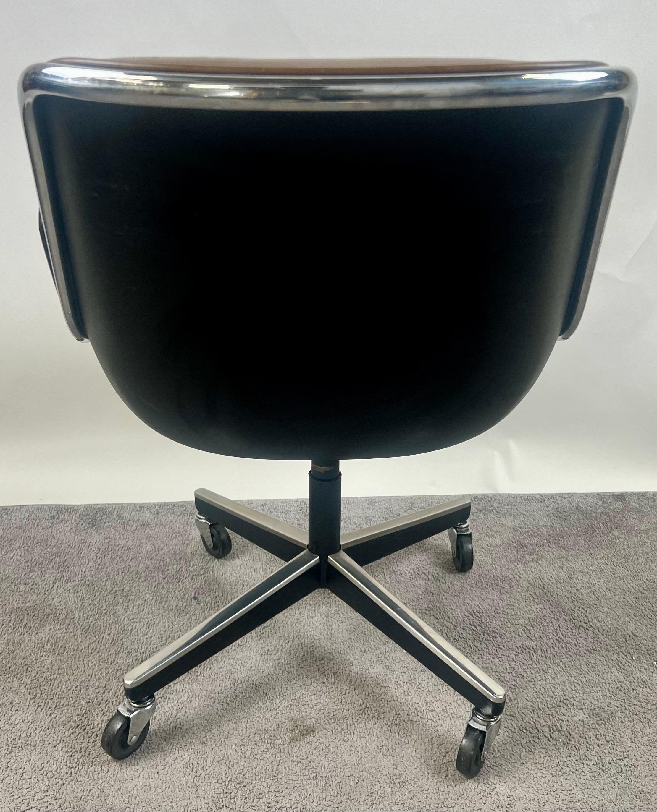 Charles Pollock Sedia da scrivania direzionale in pelle MCM in Cognac Brown per Knoll in vendita 4