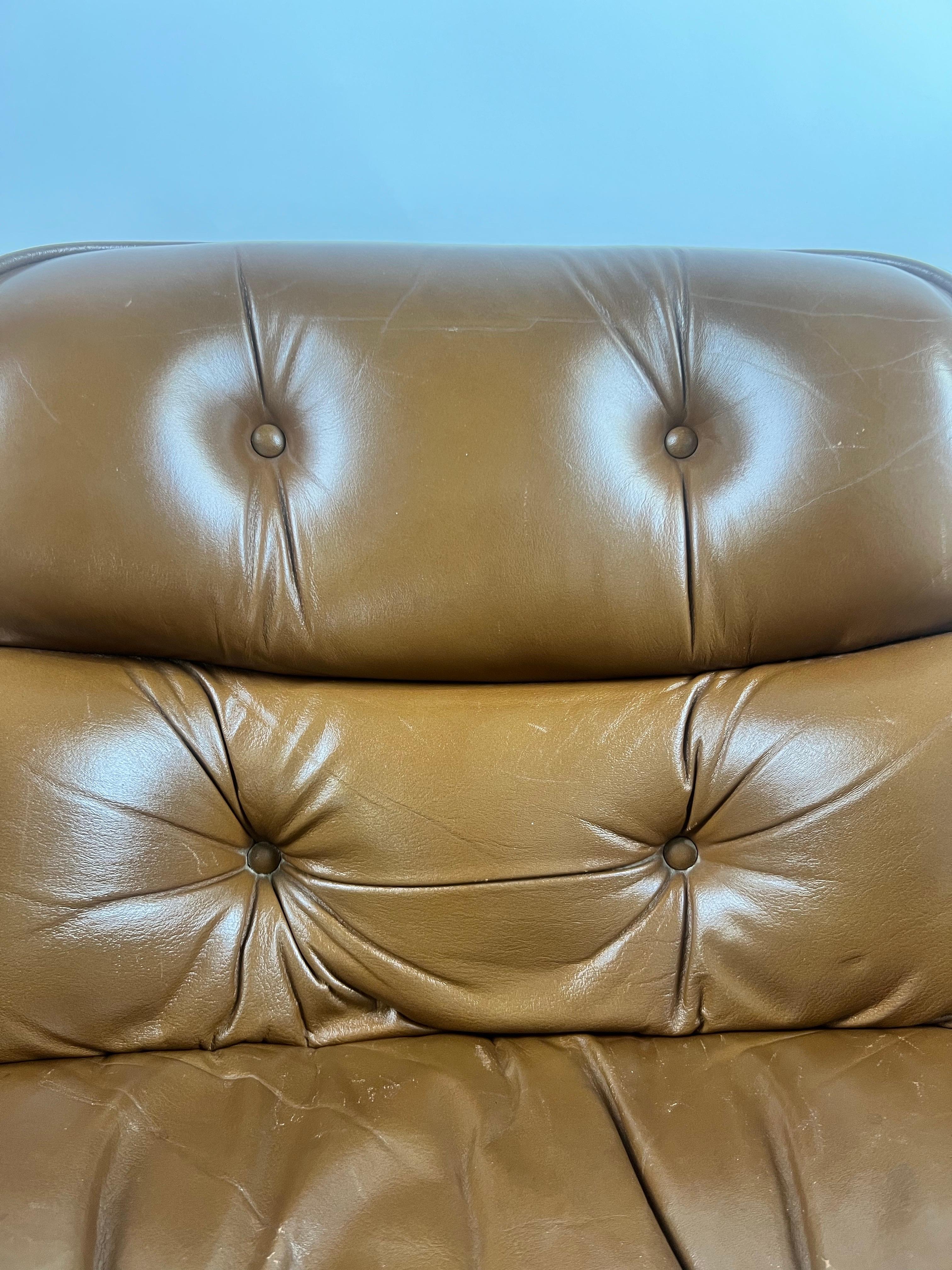 Charles Pollock Sedia da scrivania direzionale in pelle MCM in Cognac Brown per Knoll in vendita 2