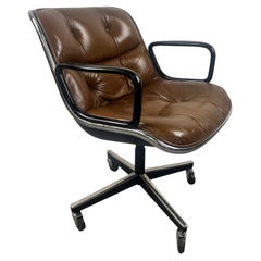 Charles Pollock Sedia da scrivania direzionale in pelle MCM in Cognac Brown per Knoll