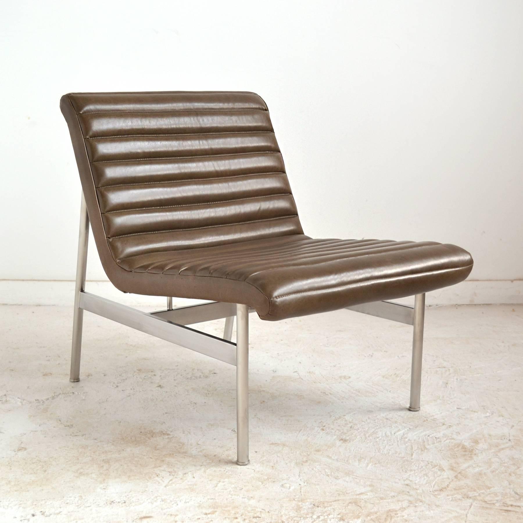 Stainless Steel Charles Pollock Pair of cp1 Lounge Chairs by Bernhardt
