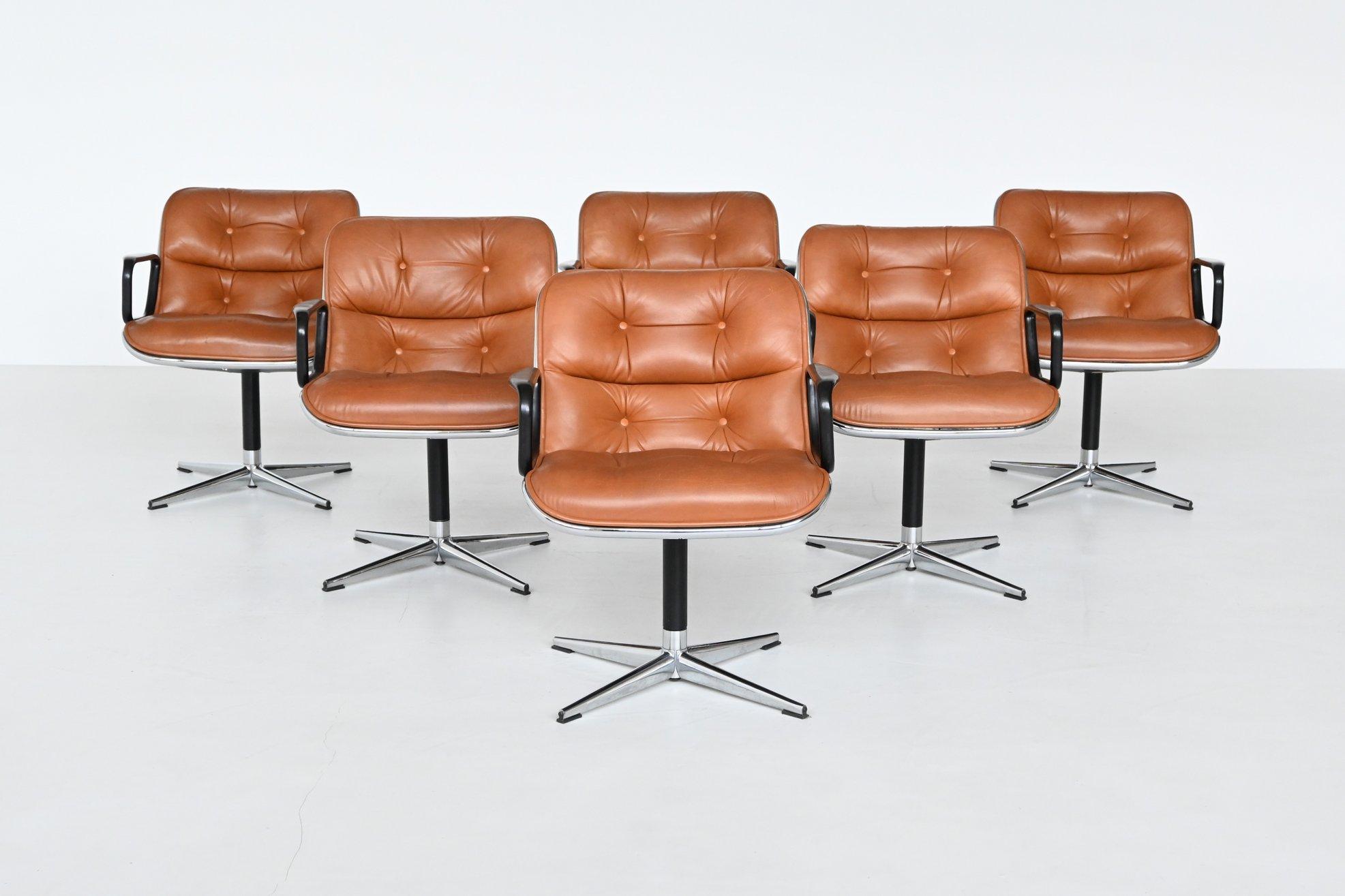 Charles Pollock set of six executive office chairs Knoll USA 1963 2