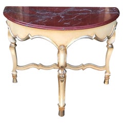 Charles Pollock - William Switzer Italian Demilune Console Table - Rouge Marble