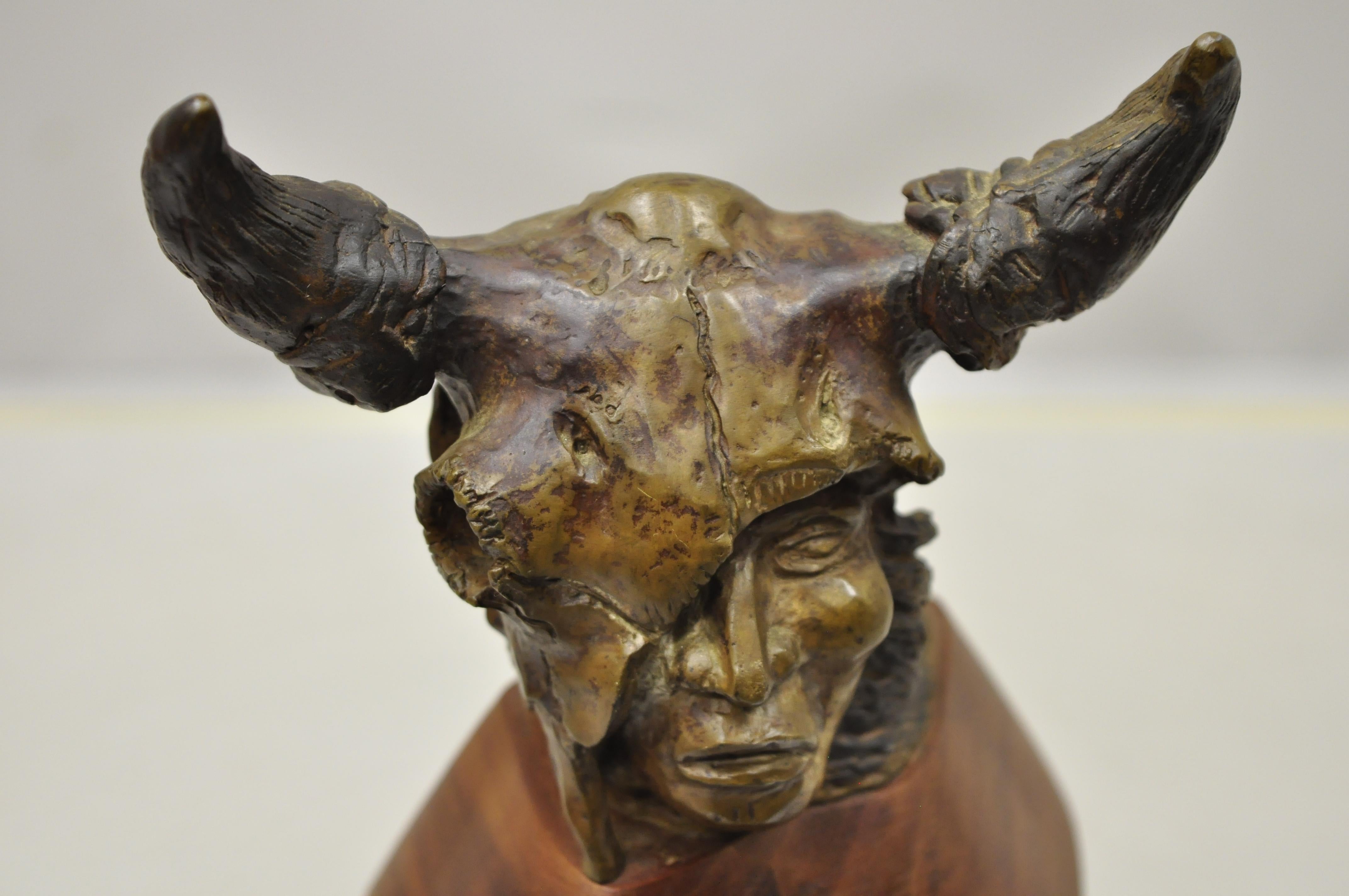 Charles Pratt Cheyenne Arapaho Bronze Indian Chief Figurine Sculpture Statue For Sale 5