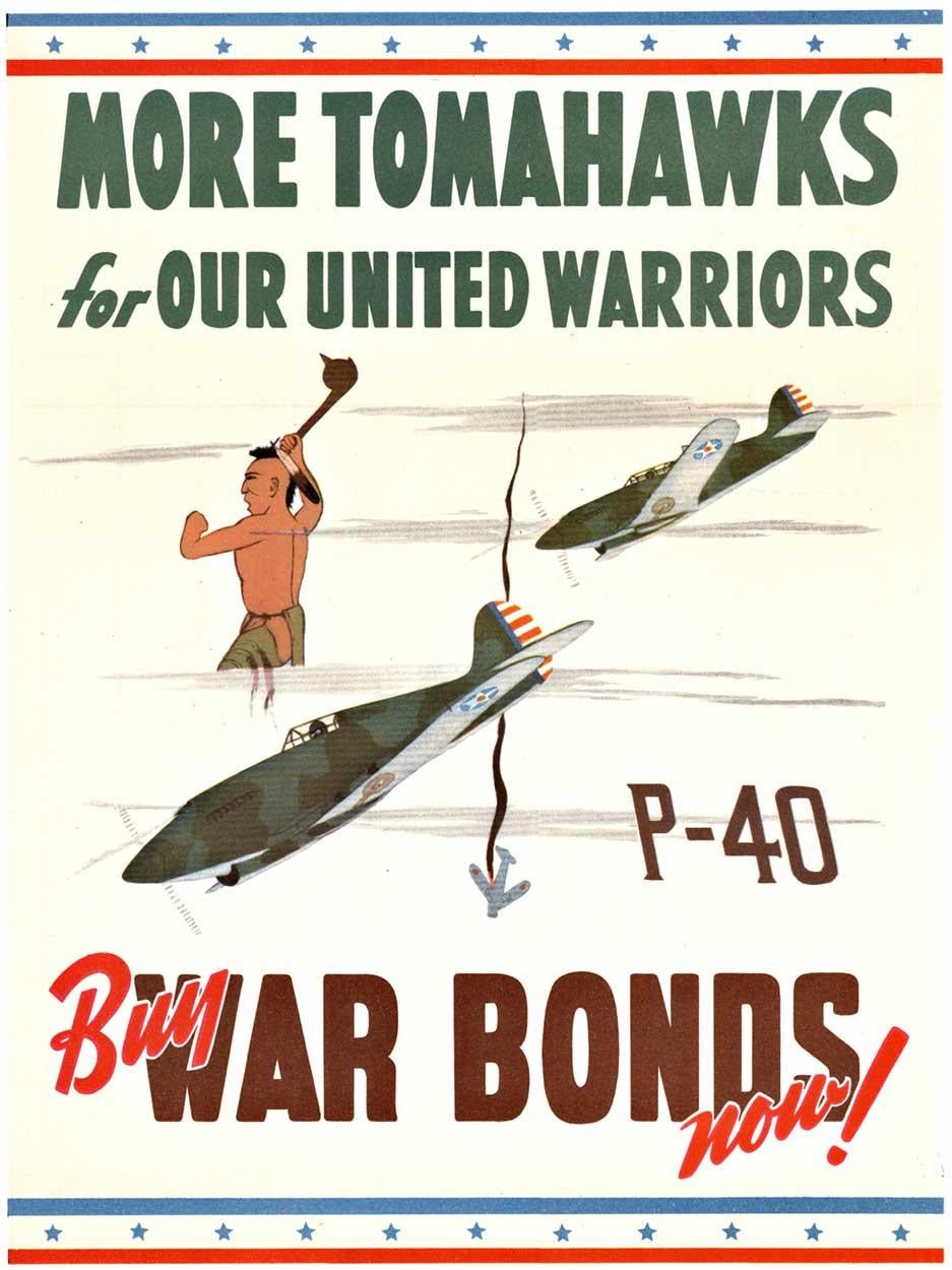 Original Mehr Tomahawks für unsere Vereinigten Krieger  Kriegsanleihen kaufen  altes Plakat
