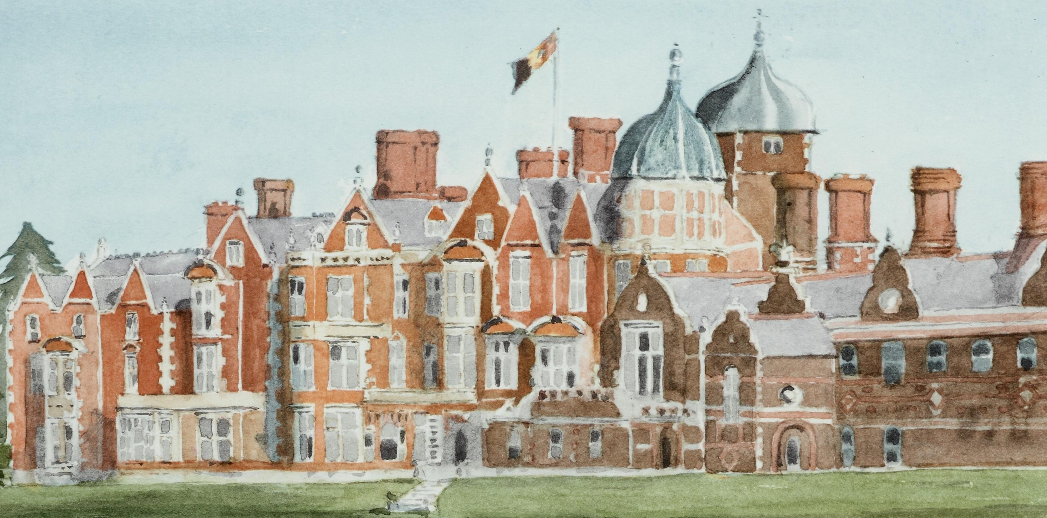 Sandringham - Litografía firmada, Arte Real, Casas Reales, Casa de Sandringham - Print Académico de Charles (Prince of Wales)