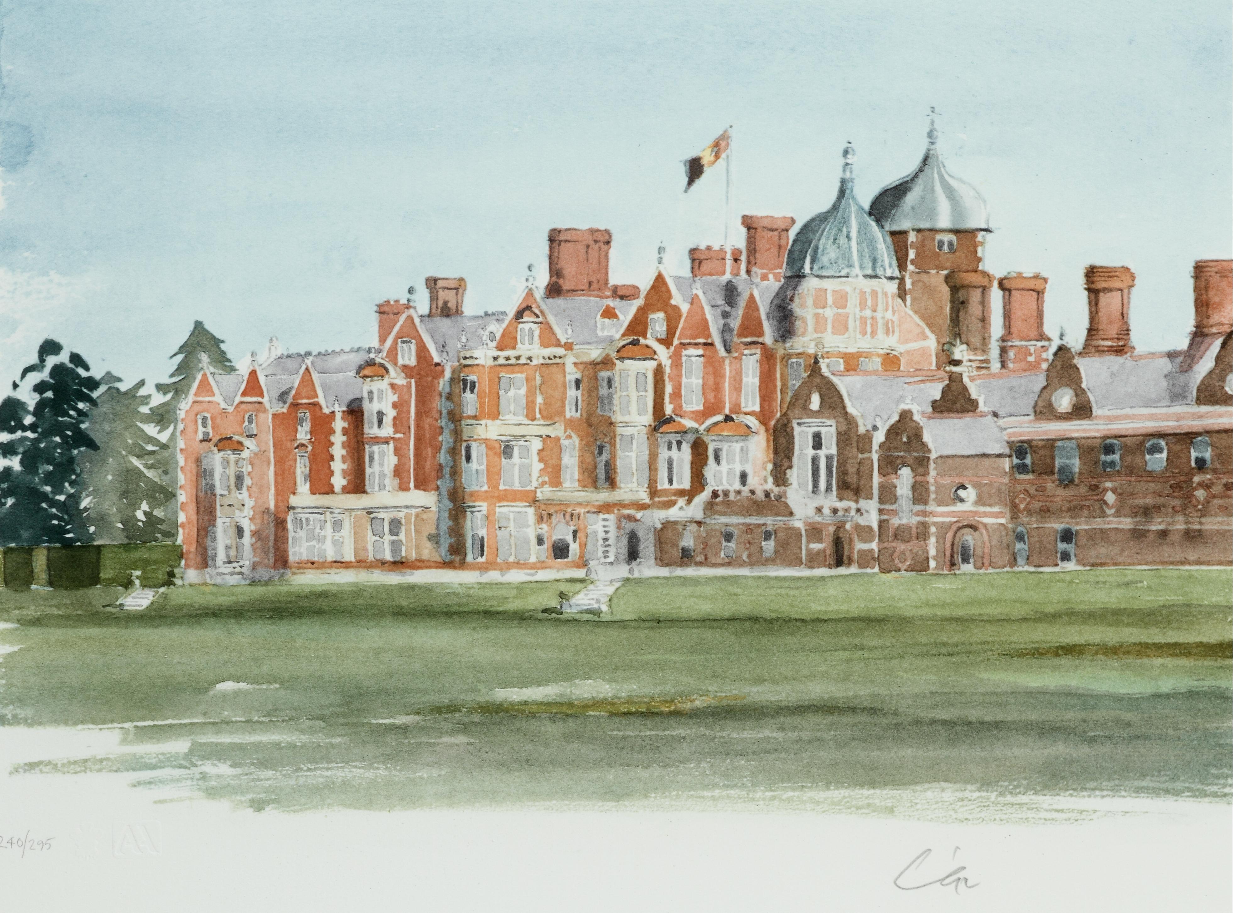 Landscape Print de Charles (Prince of Wales) - Sandringham - Litografía firmada, Arte Real, Casas Reales, Casa de Sandringham