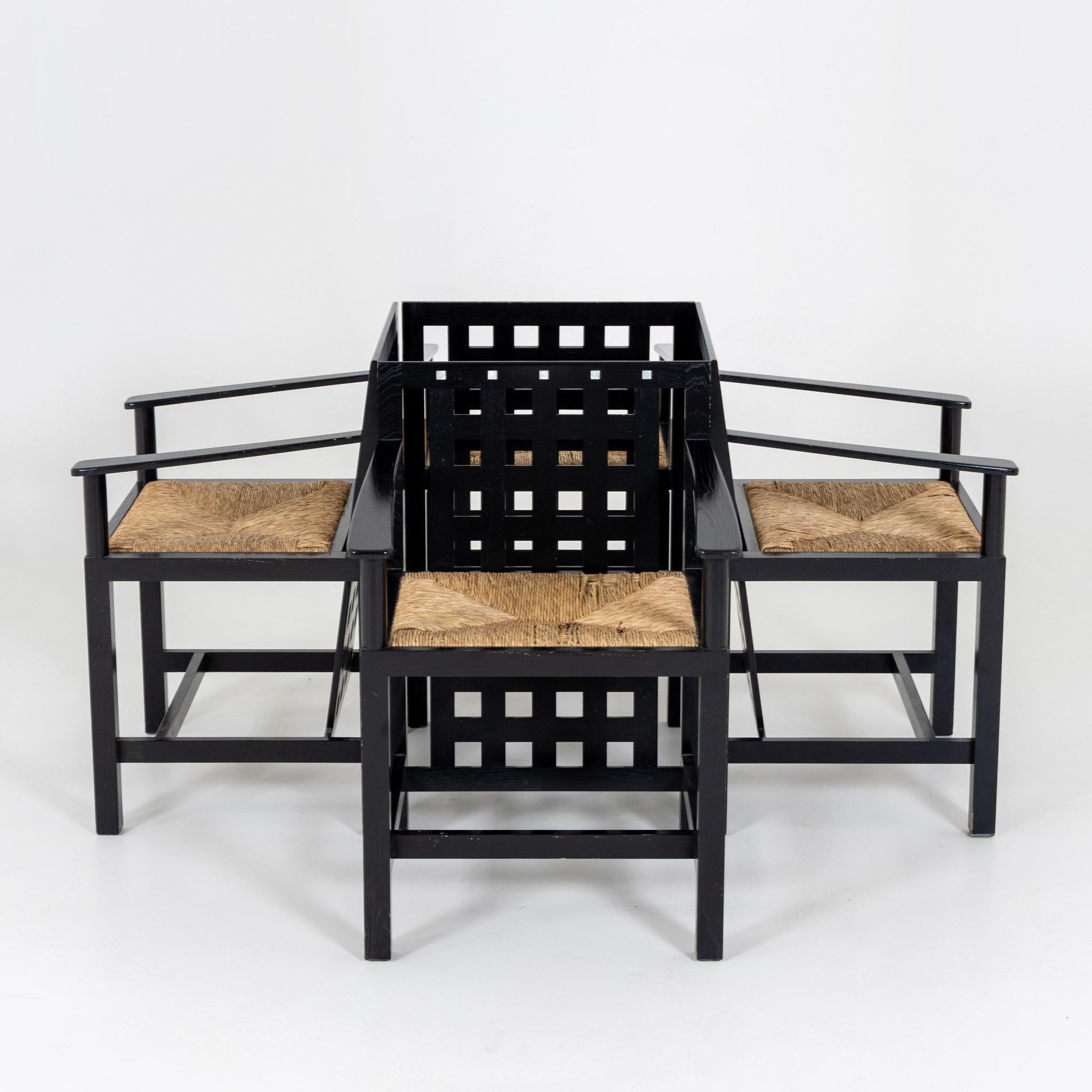 Italian Charles R. Mackintosh, D.S.4 Armchairs and Table for Cassina, Italy After 1975