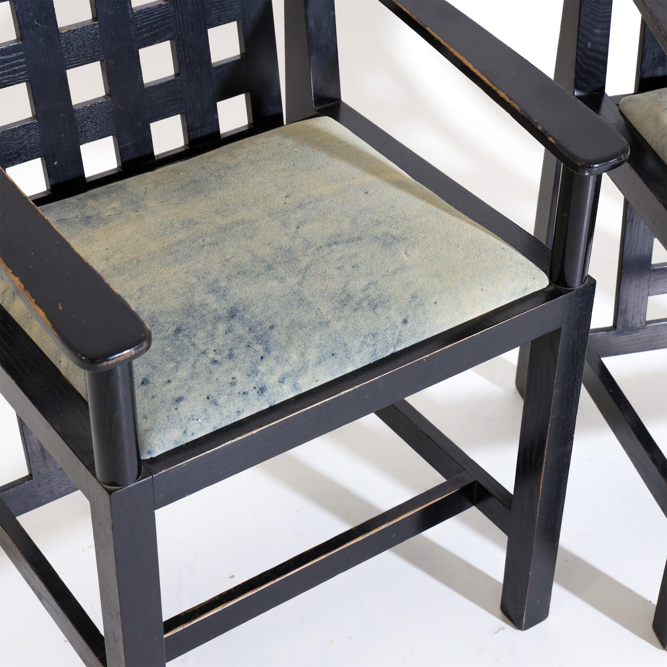 Ebonized Charles R. Mackintosh, D.S.4 Armchairs for Cassina, after 1975