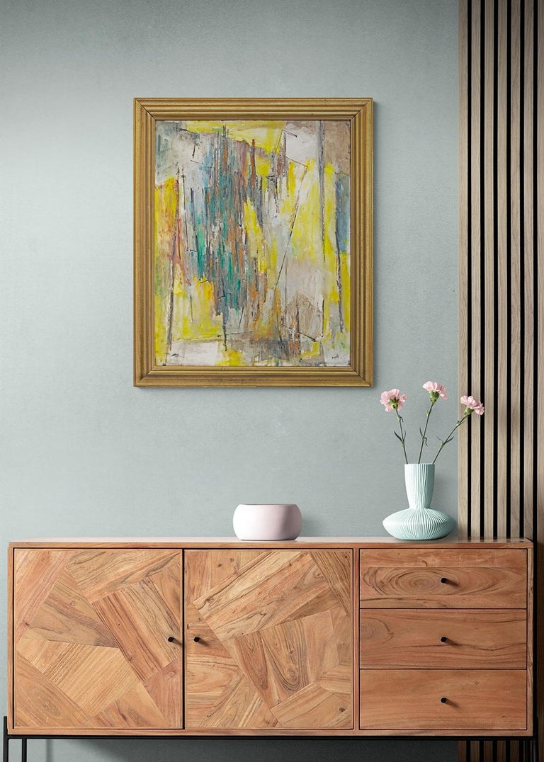 Charles Ragland Bunnell Abstract Painting - 1950s Abstract Expressionist Composition, Mid Century Abstract Oil Painting