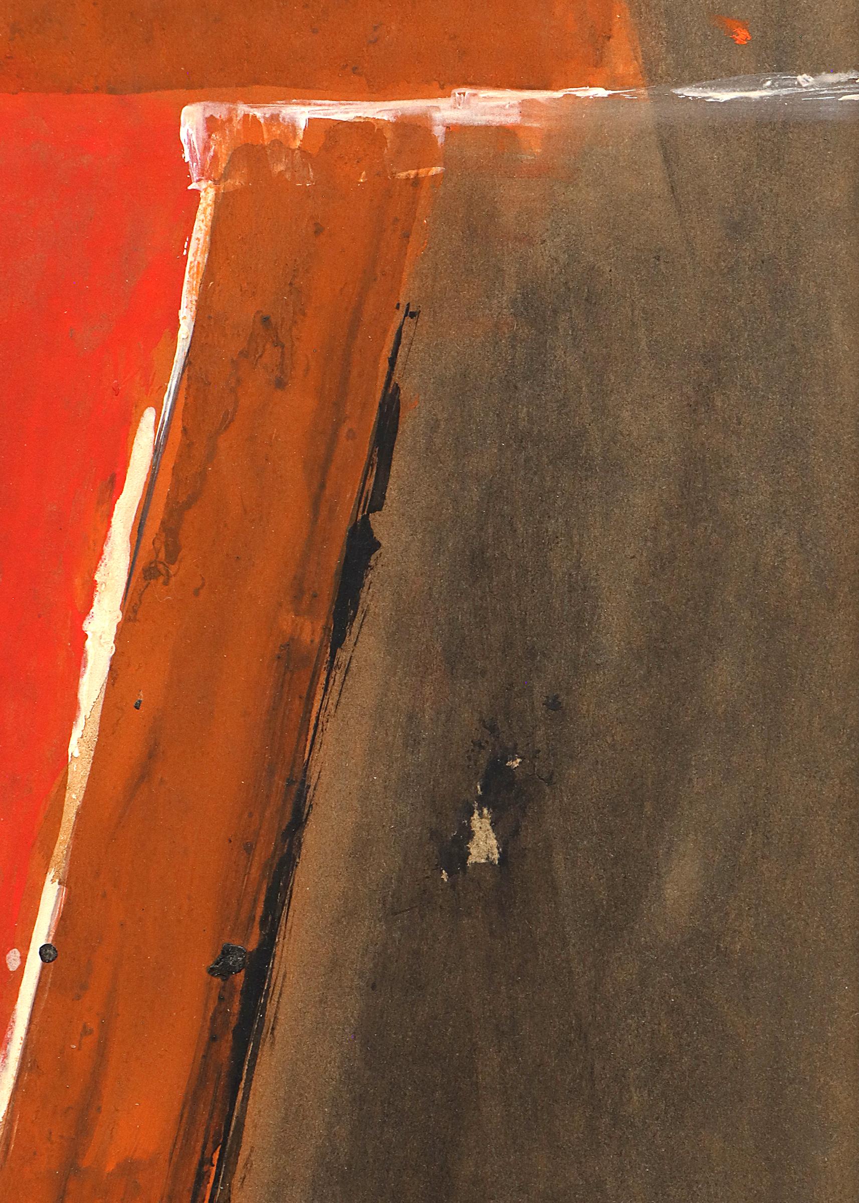 Bull III, 1960s Mid Century Abstract Oil Painting, Orange, Black, Brown 3