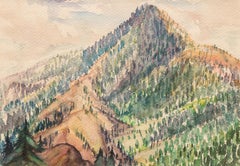 Cameron's Cone, Colorado Springs – Framed Sunset Watercolor Landscape Painting