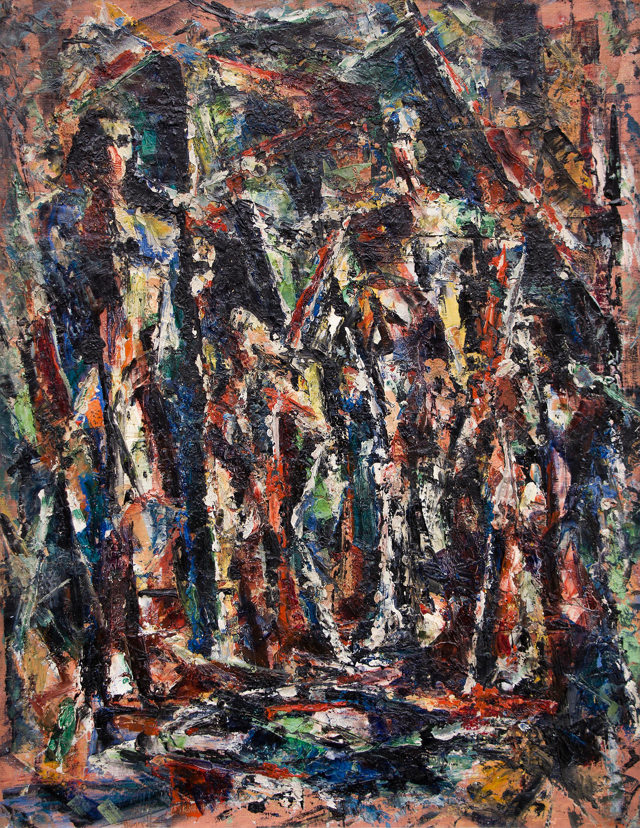 Charles Ragland Bunnell Abstract Expressionist Oil Painting, circa 1950