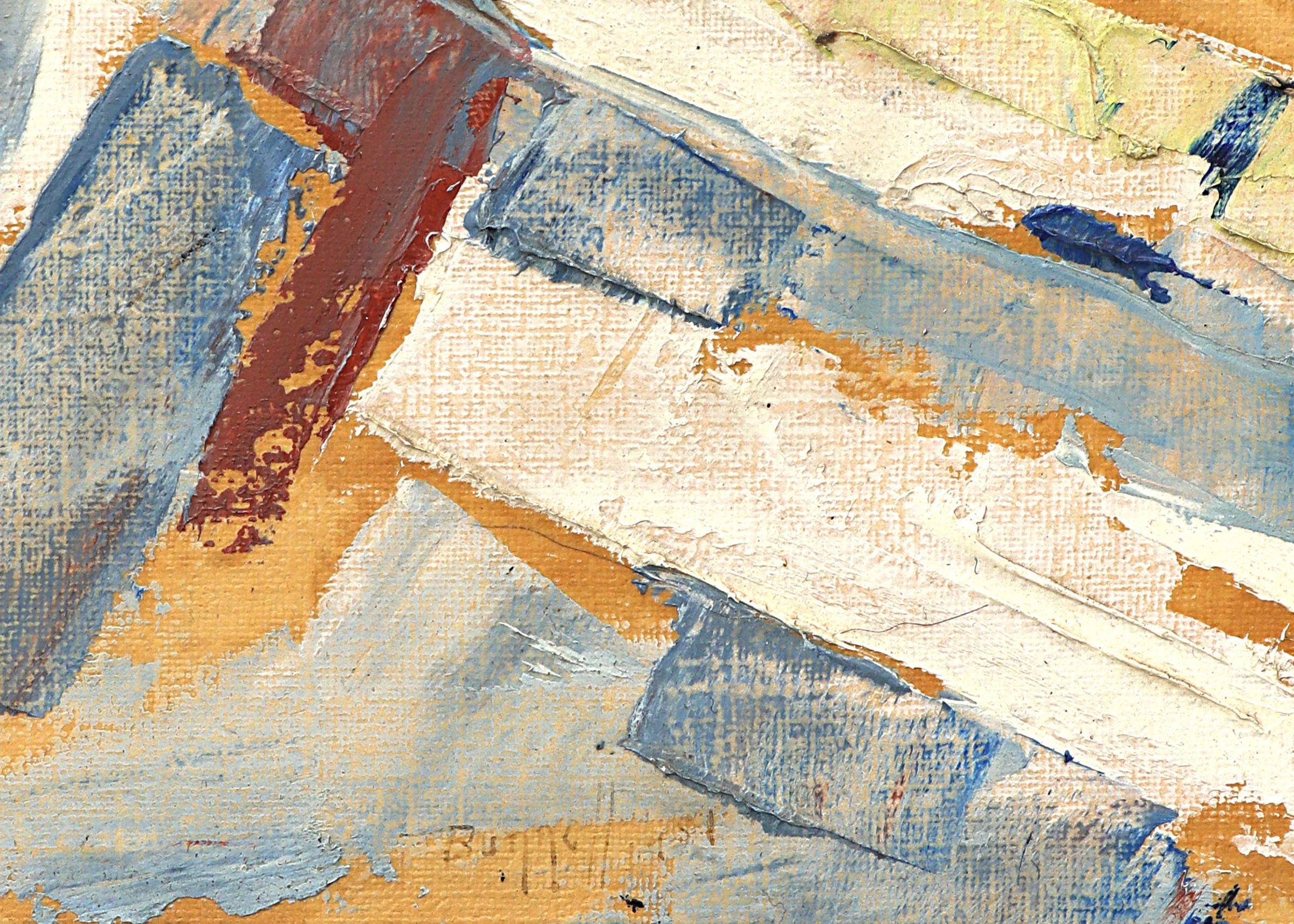 Komposition in Rot und Blau - Abstraktes expressionistisches Ölgemälde aus den 1950er Jahren (Abstrakter Expressionismus), Painting, von Charles Ragland Bunnell