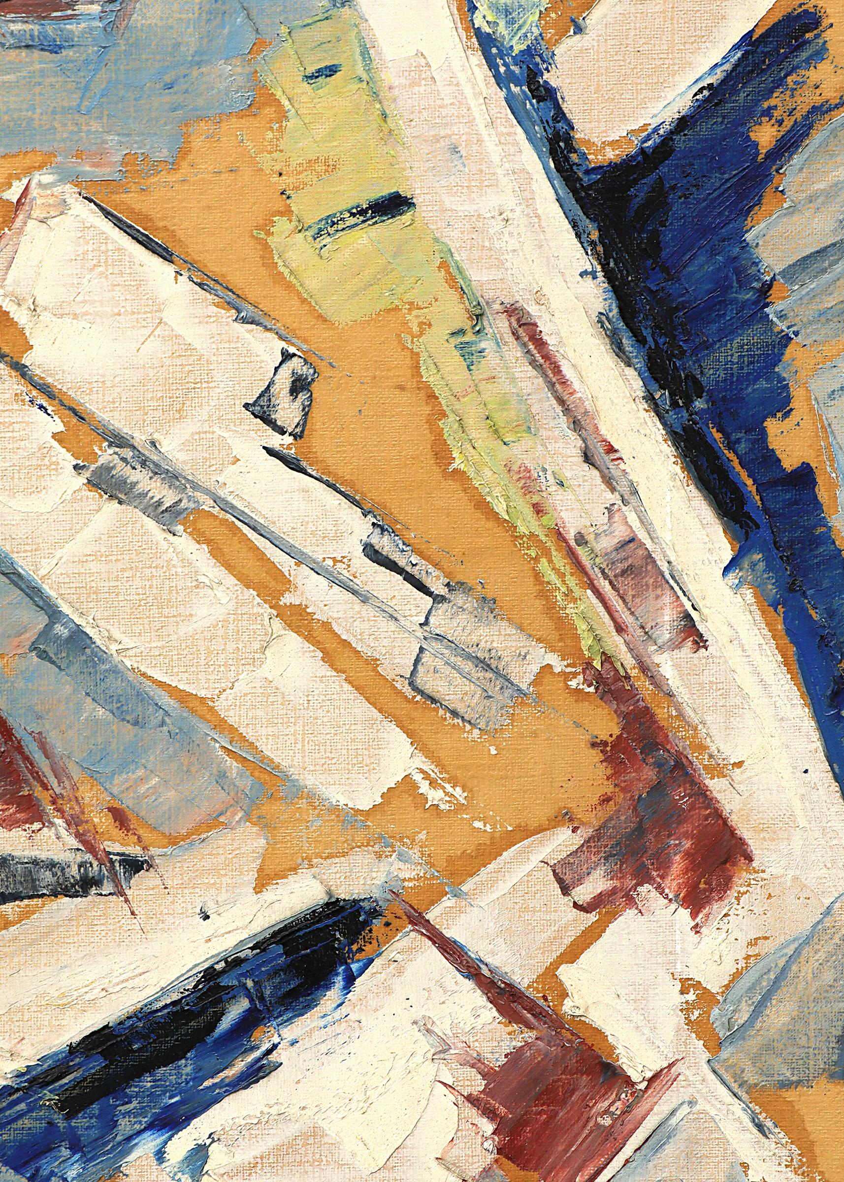 Komposition in Rot und Blau - Abstraktes expressionistisches Ölgemälde aus den 1950er Jahren im Angebot 1