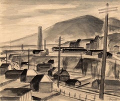 1940s WPA Watercolor by Charles Ragland Bunnell, Golden Cycle Mill, Colorado