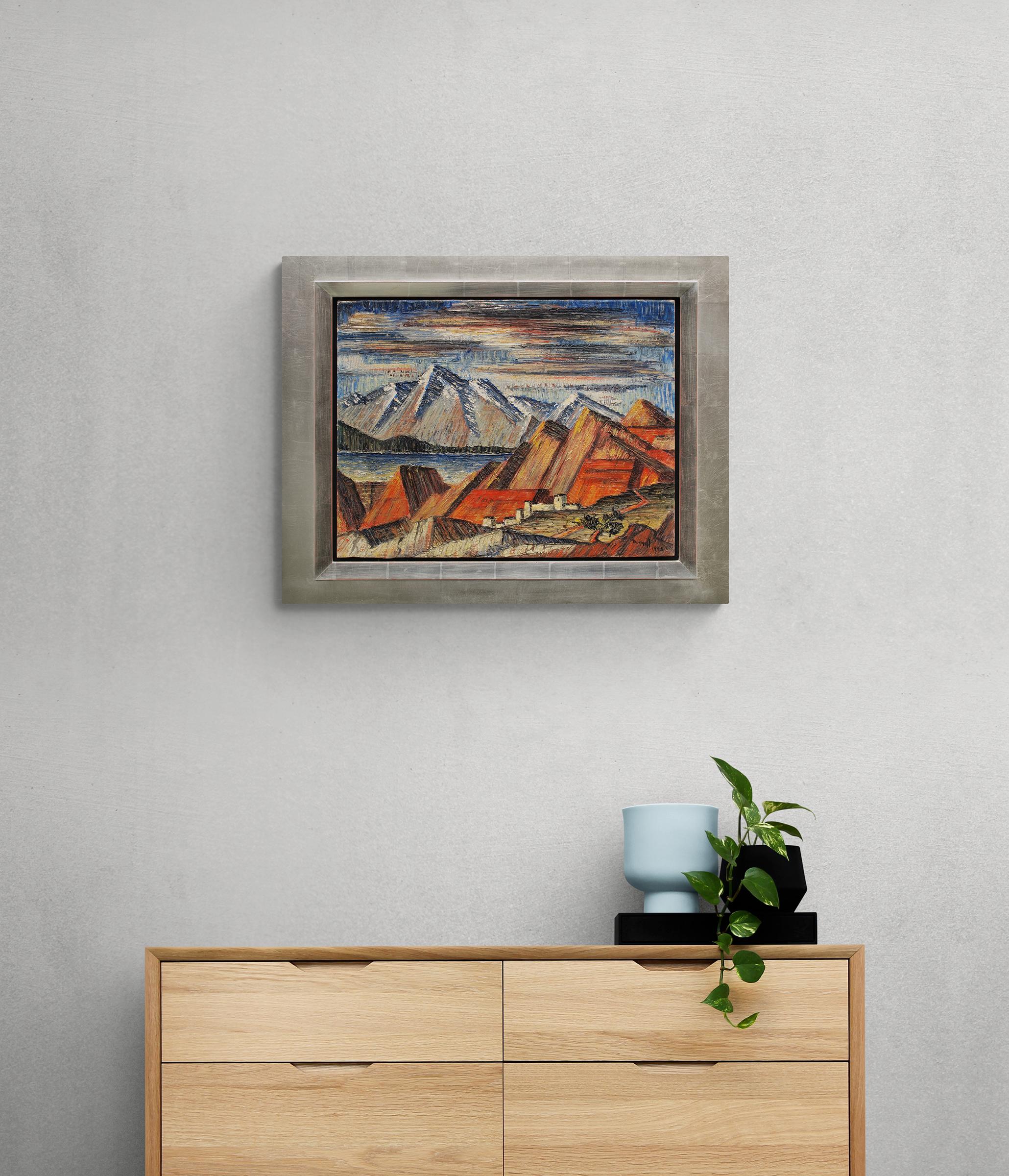 Old Mine and Mountains, Colorado, 1940s American Modern Landscape Oil Painting 6