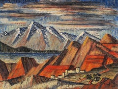 Old Mine and Mountains, Colorado, 1940s American Modern Landscape Oil Painting