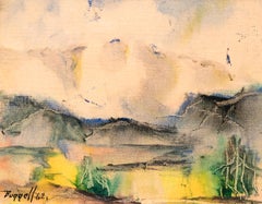 Pikes Peak, Southern Colorado Mountain Watercolor Painting, 1960s Landscape