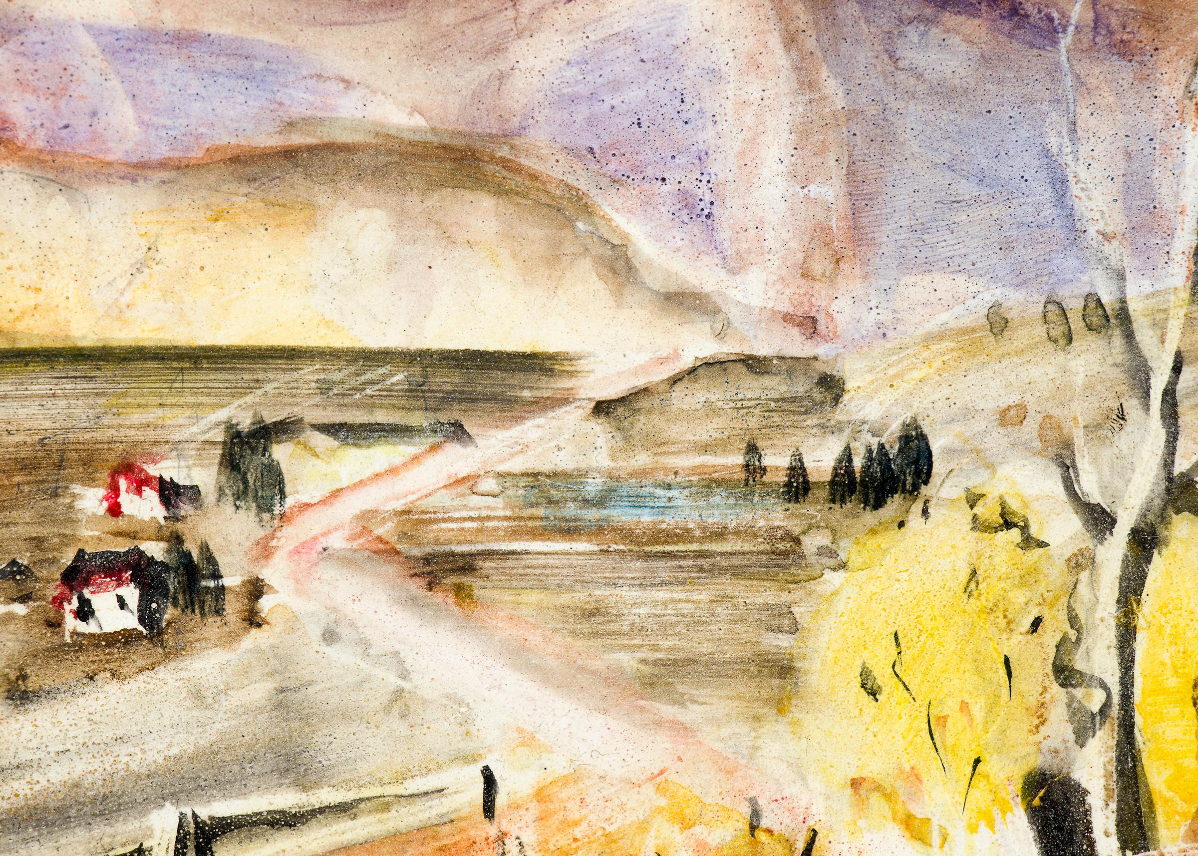 Pikes Peak (Vintage 1930er Jahre Colorado Berglandschaft im Herbst) (Schwarz), Landscape Painting, von Charles Ragland Bunnell