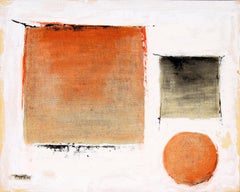 1960 Geometric Abstract Oil Painting, Mid Century Modern, Squares Circles