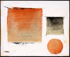 Untitled Abstract Vintage Painting in Orange, White, Black
