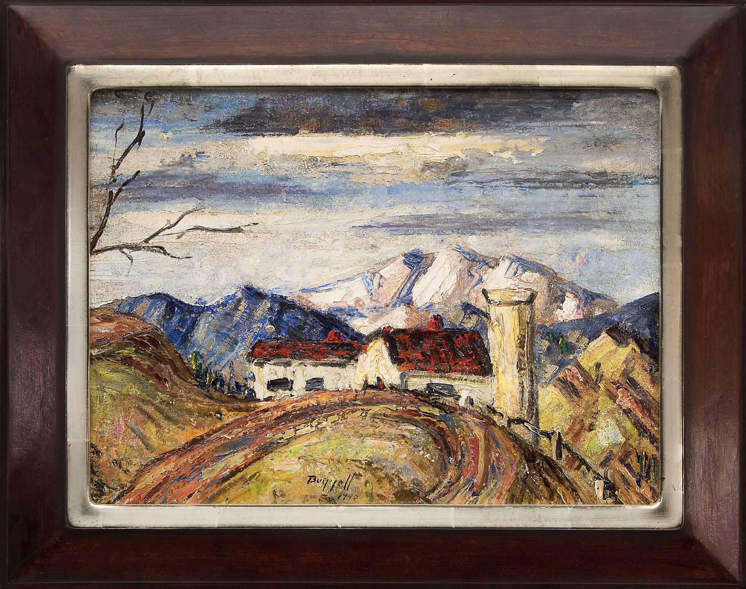 Charles Ragland Bunnell Figurative Painting - Untitled (Colorado Farm and Mountains)