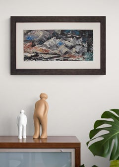 Semi-Abstract Colorado Mountain Landscape, 1950s Framed Oil Landscape Painting
