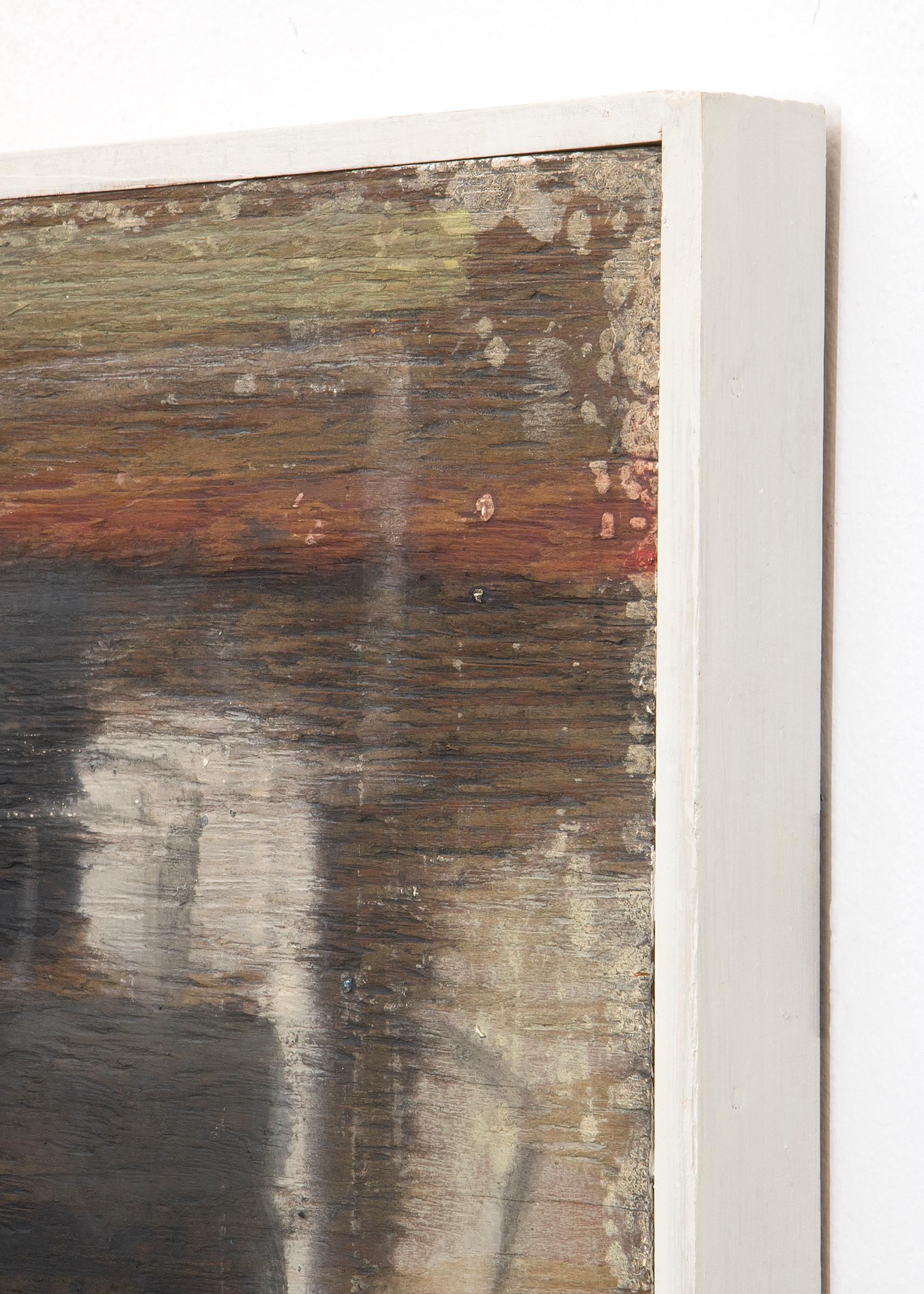 Pittura ad olio espressionista astratta con cornice del 1950, metà del secolo scorso, Greene & Greene 2