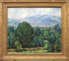 Vintage View From the Park (Colorado) Mountain View Oil Landscape Painting