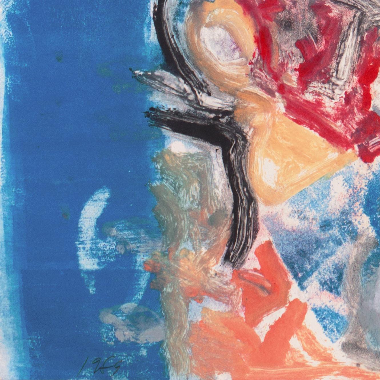 'Abstract, Silver and Blue', San Francisco Bay Area, Taos, NEA Fellowship, SFAI - Brown Abstract Print by Charles Ralph Strong