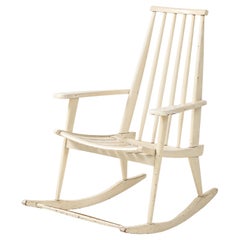 Charles Ramos, attribut, Fauteuil à bascule moderniste blanc, France, c.C. 1950-60