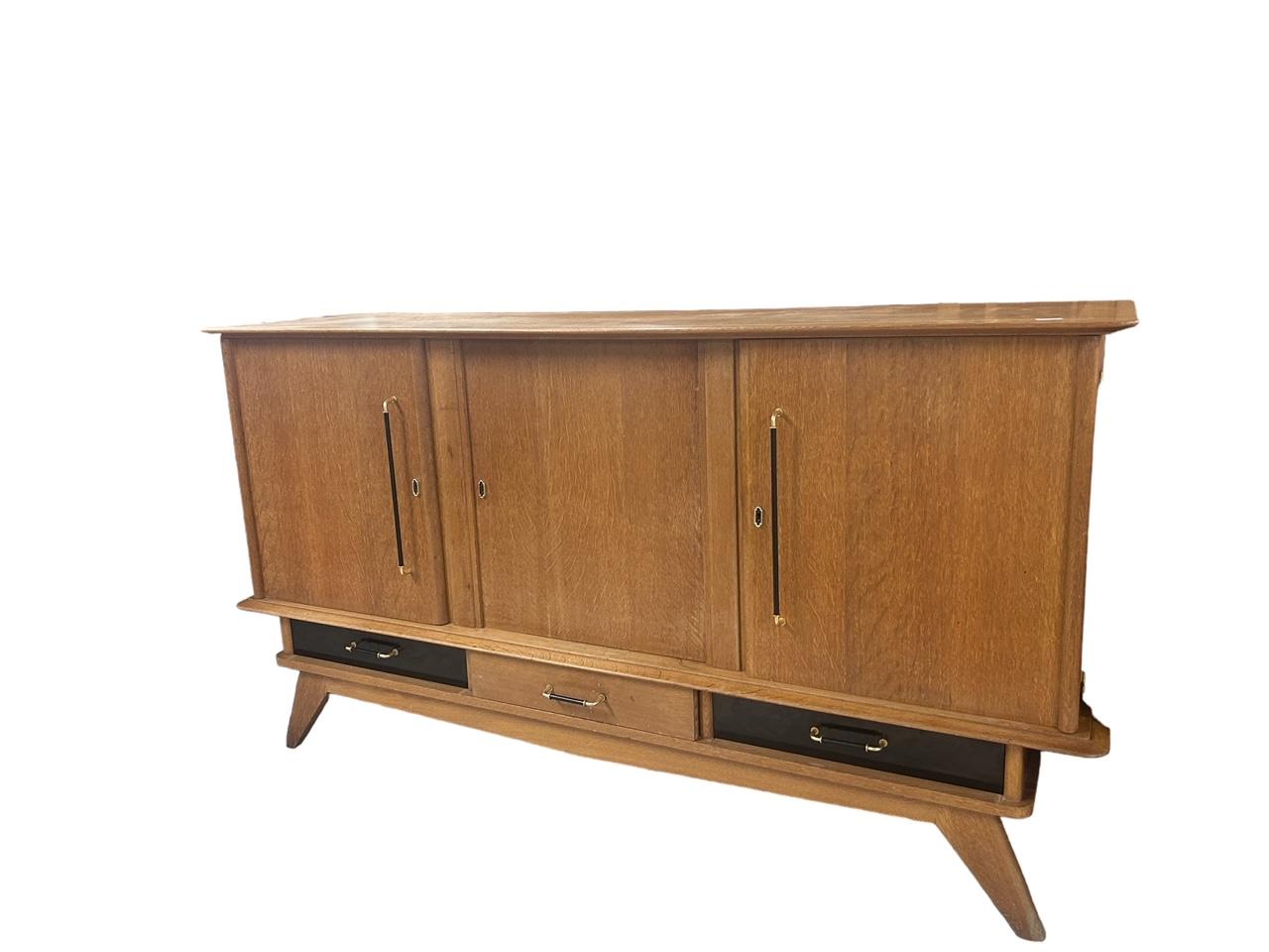 French Charles Ramos oak sideboard from the 1950's For Sale