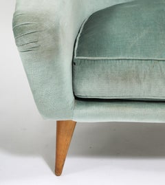 Charles Ramos Pair of Blue “Bergeres” Armchairs, France 1950's